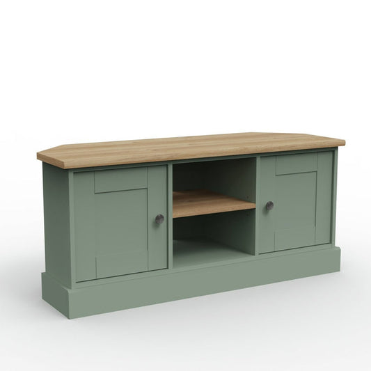 Home Winchester 2 Door Corner TV Unit - Green | Stylish Media Storage