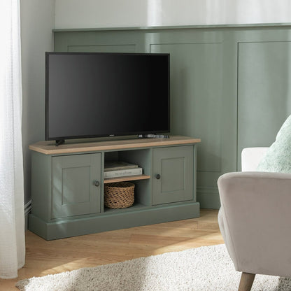 Home Winchester 2 Door Corner TV Unit - Green | Stylish Media Storage