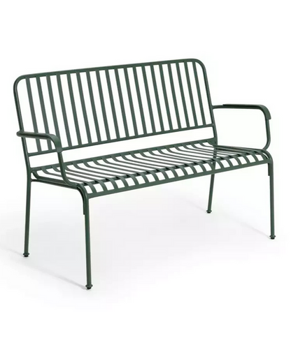 Indu 2 Seater Metal Garden Bench - Green (S)