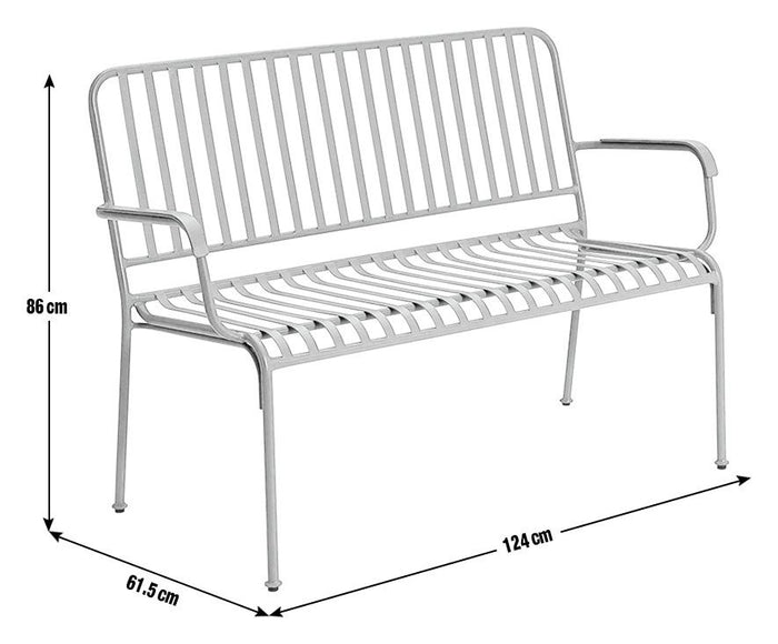 Indu 2 Seater Metal Garden Bench - Red (S)