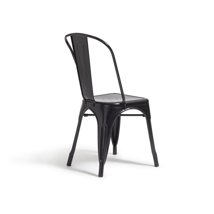 Industrial Pair of Metal Dining Chairs-Matt Black | Industrial dining chairs