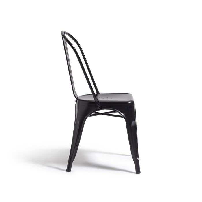Industrial Pair of Metal Dining Chairs-Matt Black | Industrial dining chairs