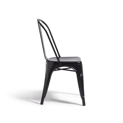 Industrial Pair of Metal Dining Chairs-Matt Black | Industrial dining chairs