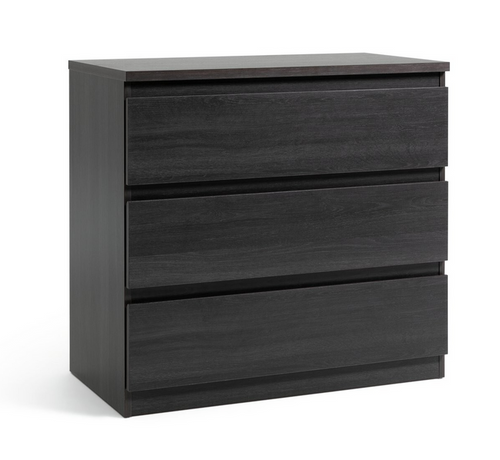 Jenson 3 Drawer Chest - Black Brown (B Grade)