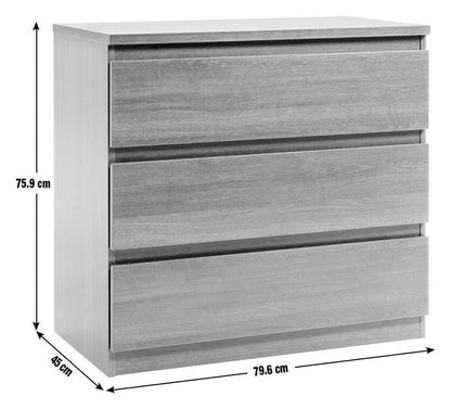 Jenson 3 Drawer Chest - Black Brown (B Grade)