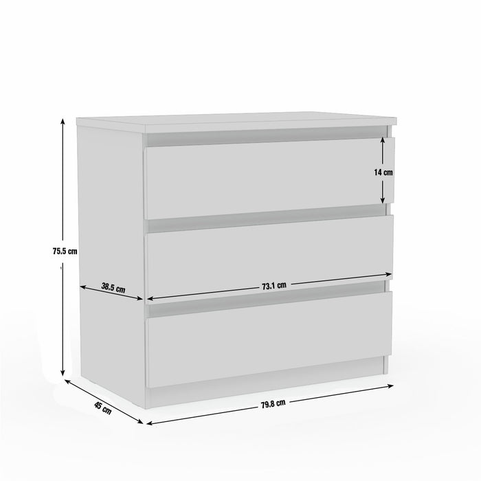 Jenson 3 Drawer Chest - Matte White | Bedroom storage unit white
