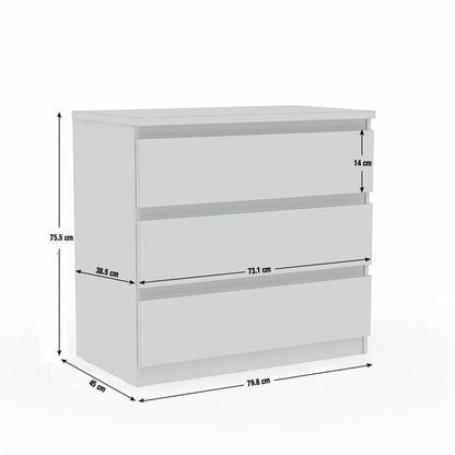 Jenson 3 Drawer Chest - Matte White | Bedroom storage unit white