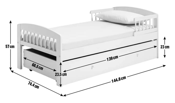 Jesse Toddler Bed With Drawer - White | Children's Bedroom Furniture