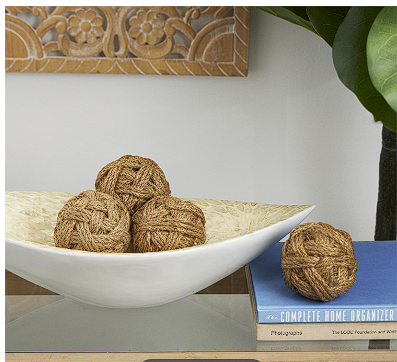 JUTE HANDMADE DECORATIVE BALL ORBS & VASE FILLER, SET OF 4 4"D