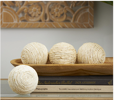 JUTE HANDMADE DECORATIVE BALL ORBS & VASE FILLER, SET OF 4 4"D