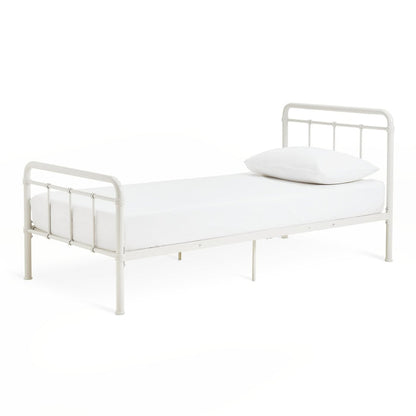 Kids Agnes Metal Single Bed Frame - White | Durable Sleep Support