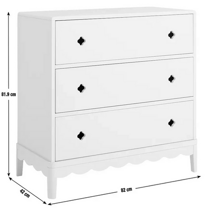 Kids Serena 3 Drawer Chest of Drawers - Ivory (B Grade)