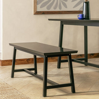 Kyoto Solid Wood Dining Bench - Black | Sleek Dark Aesthetic