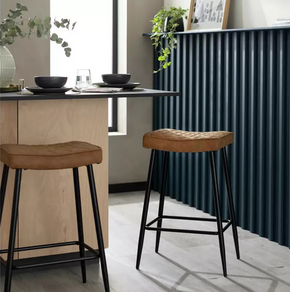 Kysen Faux Leather Counter Bar Stool Tan | Kitchen Breakfast Bar Chair Furniture