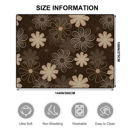 Large Floral 70s Retro Area Rug 12x9 ft – Midcentury Pattern Non-Slip Rug - retro rug