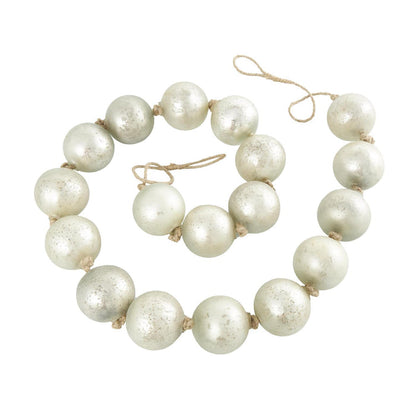 lass Handmade Round Extra Long Frosted Orb Beaded Garland with Tassel with Knotted Jute Rope