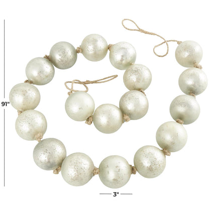 lass Handmade Round Extra Long Frosted Orb Beaded Garland with Tassel with Knotted Jute Rope