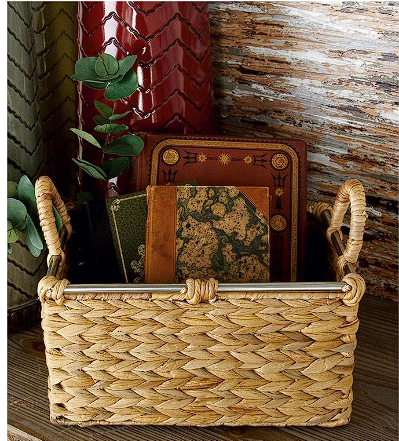 LIGHT BROWN SEAGRASS HANDMADE STORAGE BASKET WITH HANDLES,