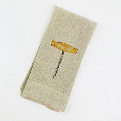 Linen Cork Screw Guest Towel