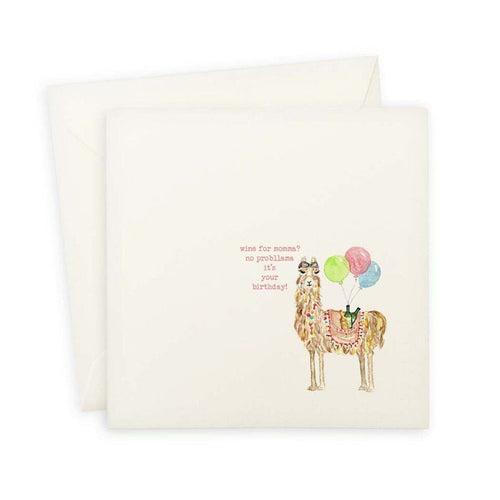 Llama Wine for Momma Happy Birthday Note Card