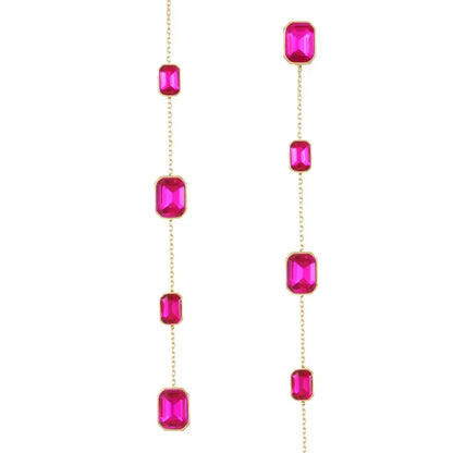 Iconic Crystal Dangle Earrings Fuschia