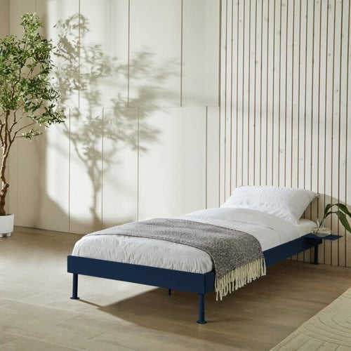 Maddox Single Metal Bed Frame with Bedside Blue | Children's Bedroom Furniture
