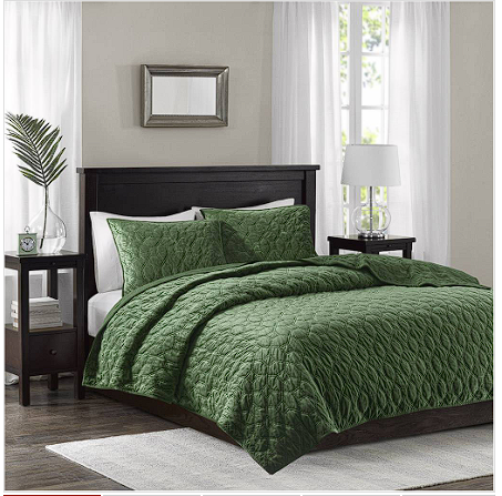 Madison Park 100% Polyester Faux Velvet Reversible Coverlet Set