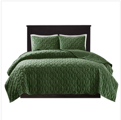Madison Park 100% Polyester Faux Velvet Reversible Coverlet Set