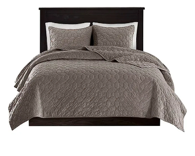 Madison Park 100% Polyester Faux Velvet Reversible Coverlet Set