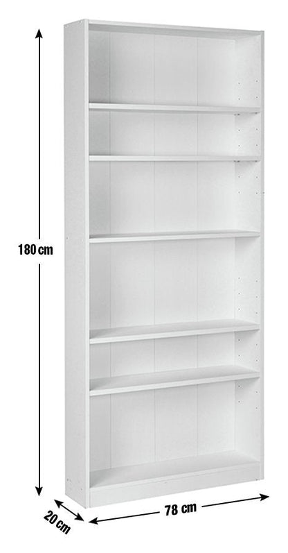 Maine 6 Shelf Bookcase - Shelving Storage Unit Display Cabinet - Black