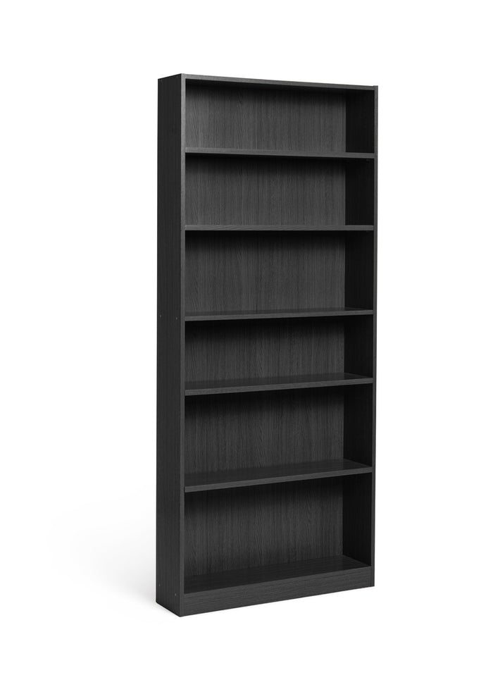 Maine 6 Shelf Bookcase - Shelving Storage Unit Display Cabinet - Black