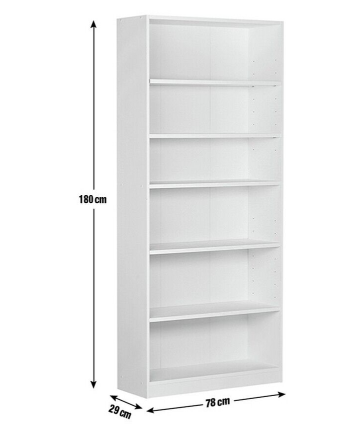 Maine Deep 6 Shelf Bookcase - Shelving Storage Unit Display Cabinet - Oak Effect