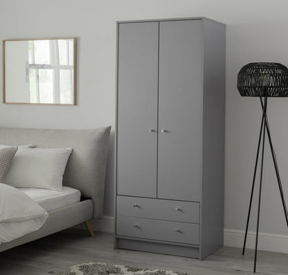 Malibu 2 Door 2 Drawer Wardrobe - Grey (B Grade)