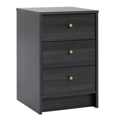 Malibu 3 Drawer Bedside Table - Black Oak Effect | Cupboard