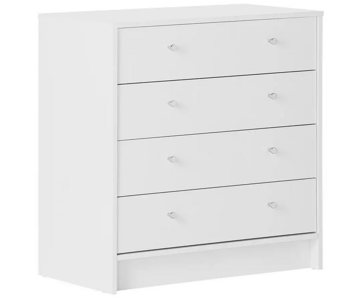 Malibu 4 Drawer Chest White | Bedroom Storage Furniture Unit
