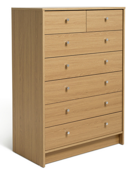 Malibu Modern 7 Drawer Chest Of Drawers  - Oak Effect (B Grade)