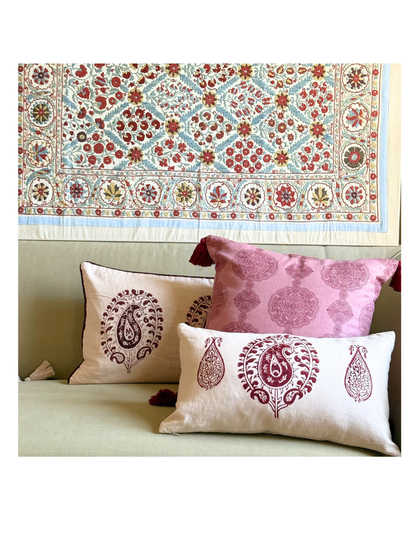 Manali Medallion Old Rose & Sangria Decorative Pillow Cover