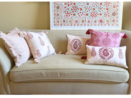 Manali Medallion Old Rose & Sangria Decorative Pillow Cover