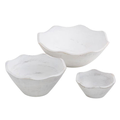 Mango Wood Floral Handmade Large Decorative Bowl