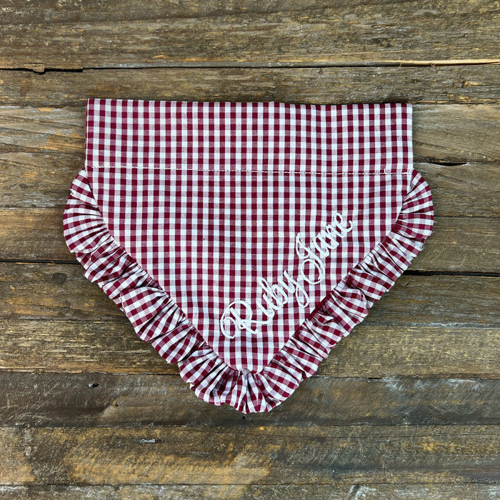 Maroon Gingham Dog Bandana
