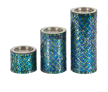 METAL HANDMADE CANDLE HOLDER WITH MOSAIC PATTERN