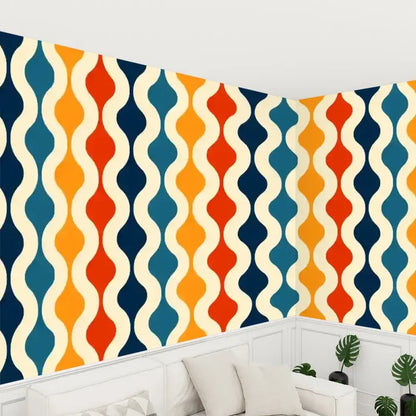 Mid-Century Modern Removable Mural - Retro 70s Stick and Peel Wallpaper - 144’’x100’’ - retro wallpaper