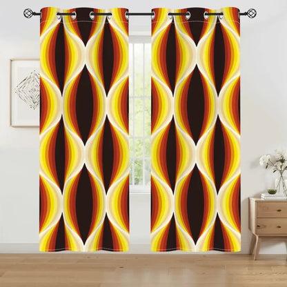 Midcentury 70s Retro Blackout Curtains: Bold Vibrant Honeycomb Pattern - 50’’x84’’x2pcs - retro curtains