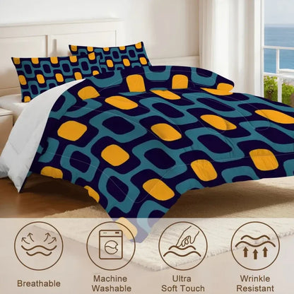 Midcentury King Size Comforter Set – Retro 3 Piece Bedding - Bedding - retro
