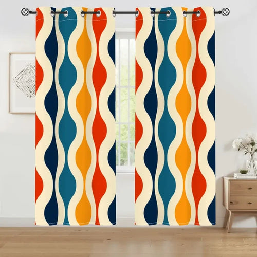 Midcentury Modern Blackout Curtains: 70s Retro Multi Sizes Drapes - 50’’x84’’x2pcs - retro ads