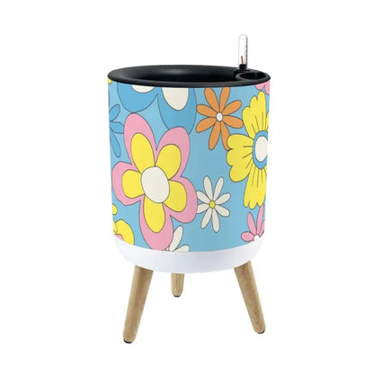 Midcentury Modern Retro Plant Pot with Wooden Legs - 70s Flower Power - retro plant pot