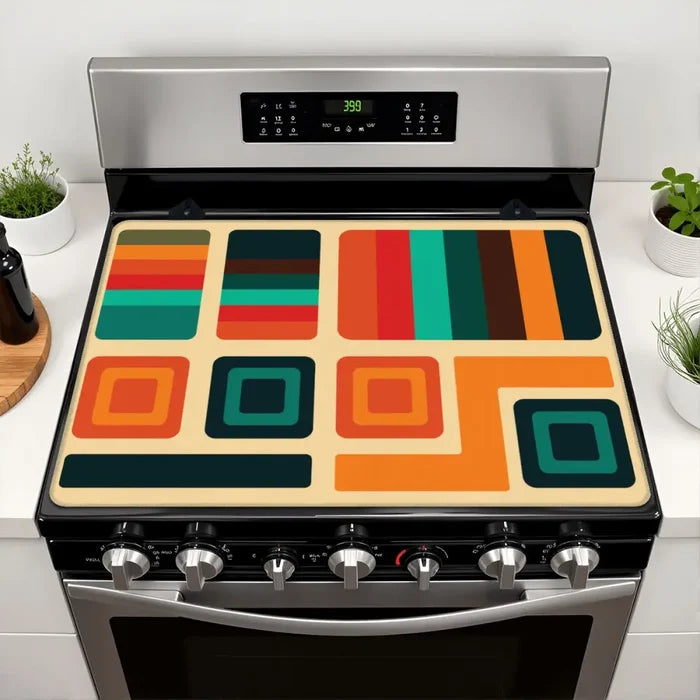 Midcentury Modern Retro Stove Cover – Vintage Kitchen Protection Mat - retro kitchen