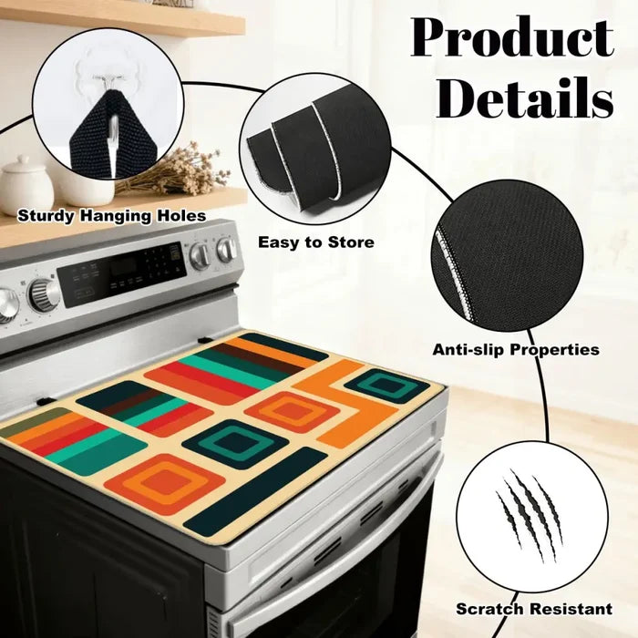 Midcentury Modern Retro Stove Cover – Vintage Kitchen Protection Mat - retro kitchen