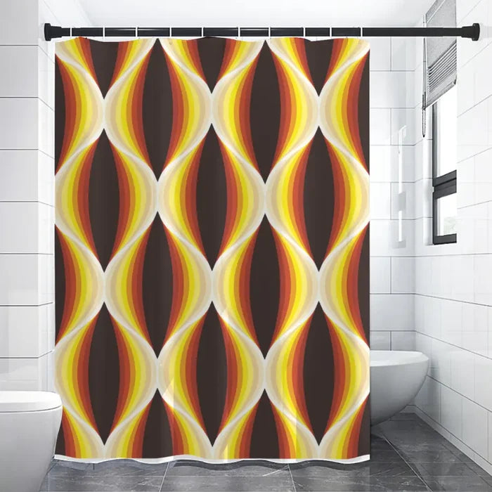 Midcentury Modern Shower Curtain – Vibrant 60s Honeycomb Pattern - retro bathroom