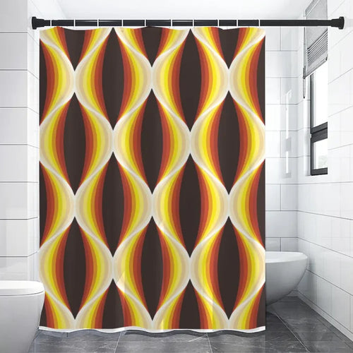 Midcentury Modern Shower Curtain – Vibrant 60s Honeycomb Pattern - retro bathroom